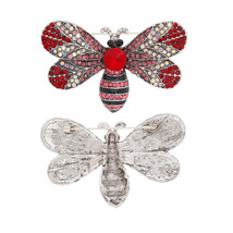 Brooch Red Rhinestones Butterfly Pin for Women - $797.22 MXN