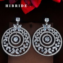 Charm Elegant Flower Shape AAA Cubic Zircon Women Bride Drop Earrings Jewelry Fa - £37.78 GBP