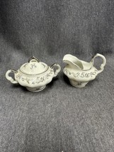 Vintage Norcrest Fine China petite Japan Cream &amp; Sugar Silver 25th Anniversary - $8.91