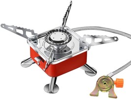 Mini Square Camping Stove,Compact Folding, Wind Proof, Piezo, Buckle Int... - $41.99