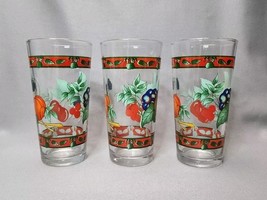 Vintage Kig Fruit Harvest Glass Tumblers 14 oz Coolers Drinking Glasses ... - $121.24 MXN
