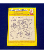 Aunt Martha&#39;s Hot Iron Transfers #3934 Hearts &amp; Roses embroidery patterns - £2.38 GBP