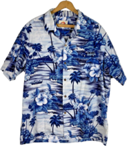 Hawaiian Shirt Size XL Mens Blue Button Down Palm Trees Station Wagon Vi... - $37.18