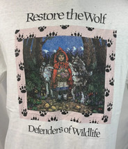 Vintage Wolf T Shirt Endagered Riding Hood Lied Single Stitch Wildlife USA 90s - £39.75 GBP