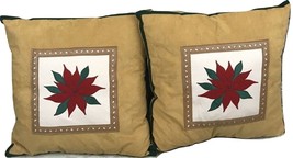 2 Christmas Decorative Pillows Brown Mistletoe Flower 16&quot; X 16&quot; - £9.50 GBP