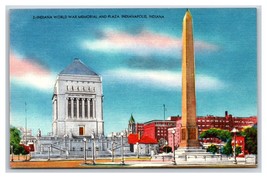 Guerra Commemorativo E Plaza Indianapolis Indiana IN Unp Lino Cartolina S10 - £2.37 GBP