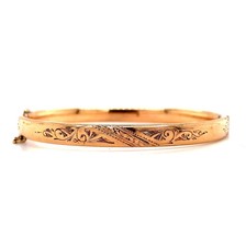 Authenticity Guarantee 
14k Yellow Gold Hand Engraved Baby Bangle Bracel... - £410.20 GBP
