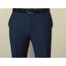 Men's MONO Turkey Slacks 100% Wool Plain Front Slim Fit 2502-04 Royal Blue image 5