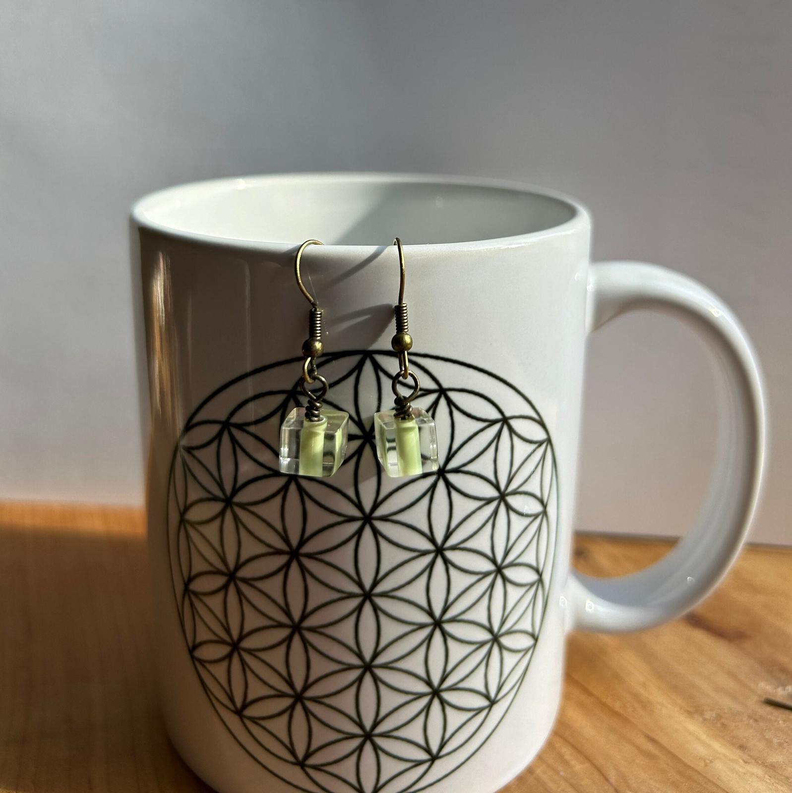 Exclusive one of a kind Earrings US Handmade Glass Bead - Light Green - $16.00