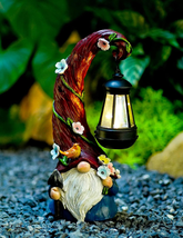 Gnome Garden Decor Statue Solar Gnomes Decorations for Yard with Lantern Light O - $43.93