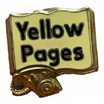 Yellow Pages Vintage Salesman&#39;s Pin Gold Tone Metal Dial Phone Era - £14.69 GBP