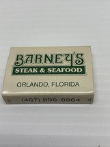 Vintage Matchbox Cover Book Box Barney’s Steak &amp; Seafood  Orlando Unstruck KG - £9.76 GBP
