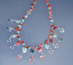Gemstone Necklace, Tribal necklace, Carnelian,  agate Necklace, Charms (534) - £25.54 GBP
