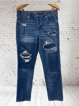 American Eagle Jeans Womens 10 Blue Denim Tomgirl Distressed Button Fly - $19.79