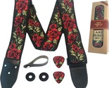 Guitar Strap Cotton Rose Flower With Free Bonus [2021 New] 2 Picks Strap... - $33.92