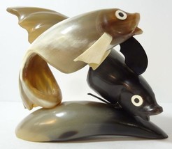 Vtg Carved Fish Shaped Figural Hair Comb Folk Art Bovine Horn Made in USSR - £75.01 GBP