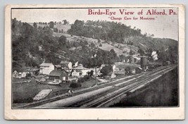 Alford PA Bird&#39;s Eye View &amp; Railroad 1909 Susquehanna Co Nr Milford Postcard H38 - £10.24 GBP