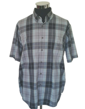 Wrangler  Comfort Flex Shirt Men&#39;s Size Large  Gray and Blue Plaid Button Front - $17.82