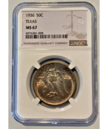 1936 Texas Silver Commemorative Half Dollar Toned NGC MS 67 RARE HIGH GRADE - £511.30 GBP