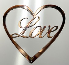 Love In Heart - Metal Wall Art - 11&quot; tall x 12&quot; wide - Copper and Bronzed Plated - £22.00 GBP