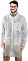 50 Disposable Lab Coats Non-Sterile Cloth-Like Fabric Coats Unisex - £84.70 GBP+