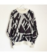 Vtg Le Tigre’ Sweater Texture Grandpa Geometric Sweater USA Black Cream ... - $54.84 CAD