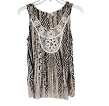 Cato Sleeveless Top Batik-Print Scoop-Neck Crochet Detail Size XS - $14.85