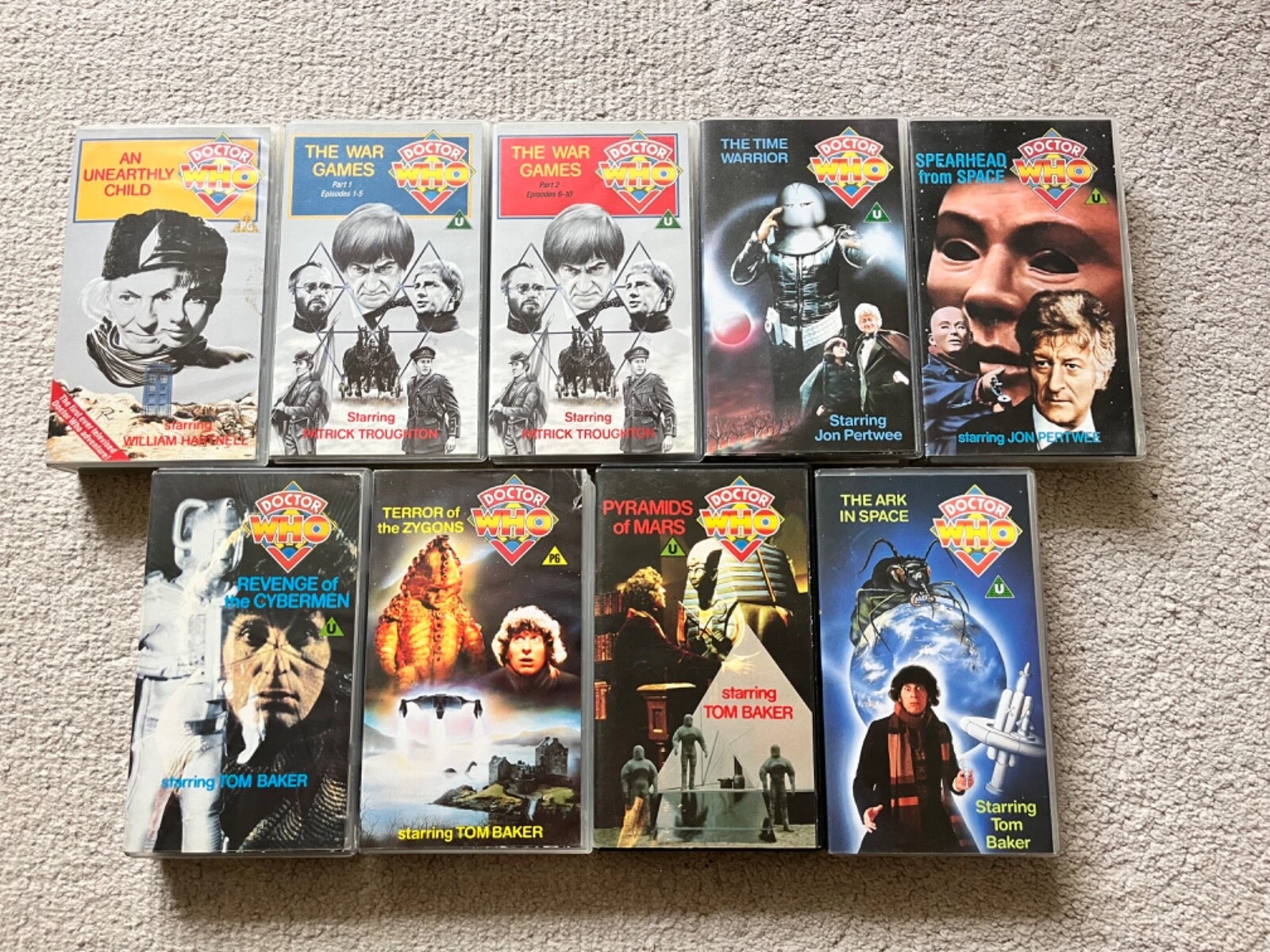DOCTOR WHO Videotapes x9 UK Issues VHS-PAL  Hartnell, Troughton, Pertwee... - $65.61