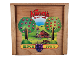 Vintage Knotts Berry Farm Wooden Box Sliding Lid  9x9x4 Jam Crate Nice Display - £21.77 GBP