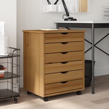 Rolling Cabinet Honey brown Solid pine wood Medium - $3,222.08 MXN