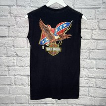 Vintage 80s Sleeveless Harley Davidson Shirt Black Size M DC Ched by Anvil  - £61.19 GBP