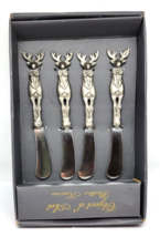 Object D&#39; Art Reindeer Butter Knives Set Of Four Silver Christmas New Open Box - £13.33 GBP