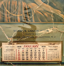 1939 Sickel&#39;s Liquor Store Antique Calendar Pin-Up Girl Art Lakewood NJ ... - £31.59 GBP