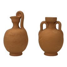 Set 2 Small Vases Amphora &amp; Oinochoe Ancient Greek Pottery Ceramic Paint... - $44.69