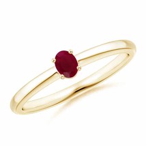 Classic Solitaire Oval Ruby Promise Ring in 14K Yellow Gold Ring Size 6 - £311.56 GBP