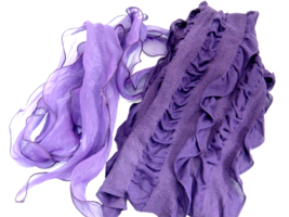 Long Purple Scarves Ruching Ruffled Boa Style 5&quot; x 100&quot; and 7&quot; x 58&quot; - £11.86 GBP