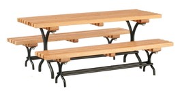 Dollhouse Miniature  - Wood Picnic Table with Benches - 1/12 Scale - €29,51 EUR