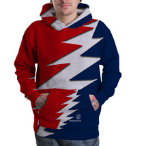 Grateful dead red and blue hipster triippy Pullover sweater hoodie - £38.36 GBP