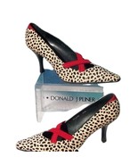 Donald Pliner Animal Print Hair Calf Leather Pump Shoe New Red Straps $3... - $138.00