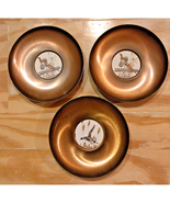 Vintage Brass Serving Bowl Tableware Brushed Gold Lot Of 3 Flying Pheasa... - $221.47 MXN