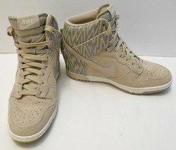 Nike Dunk Sky Hi Hidden Wedge Leather Sneaker Shoes Taupe Gray Spring Summer 7.5 - £104.19 GBP
