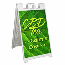 Cbd Tea Signicade 24x36 Aframe Sidewalk Decal Sign Banner Medical Drinks Relief - $42.70+