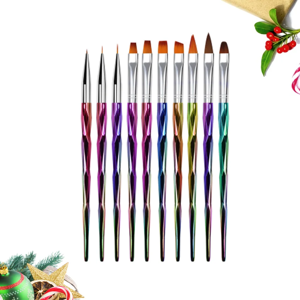 10pcs Rhombus Rod Nail Brush Pens Creative Manicure Pen Nail Painting Carving - £11.17 GBP