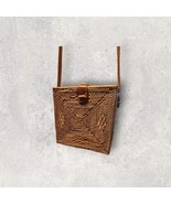 Rattan Bag Straw Wicker Box Boho Handwoven Bag Crossbody Leather Strap P... - $706.14 MXN