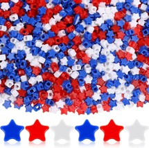 1200 Star Pony Beads Acrylic Assorted 4th of July BULK Lot Wholesale Jewelry - £17.10 GBP