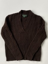Ralph Lauren Pullover Fisherman Cable Knit V-Neck Cotton Sweater -Size M - Brown - £30.42 GBP