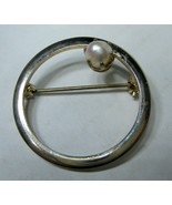 Vintage Gold Tone and Faux Seed Pearl Brooch Pin 1&quot; - £7.49 GBP