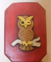 Hand Made Owl Plack Plaster Hand Painted  6.5 x 5&quot; - £11.82 GBP