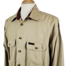 Izod Khaki Canvas Shirt Mens Large Flannel Lined Long Sleeve Button Up P... - $23.99