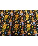 Fall Friends On Black Scarecrow 100% Cotton Medium Wt Fabric By MDG 3-Yd... - $19.64